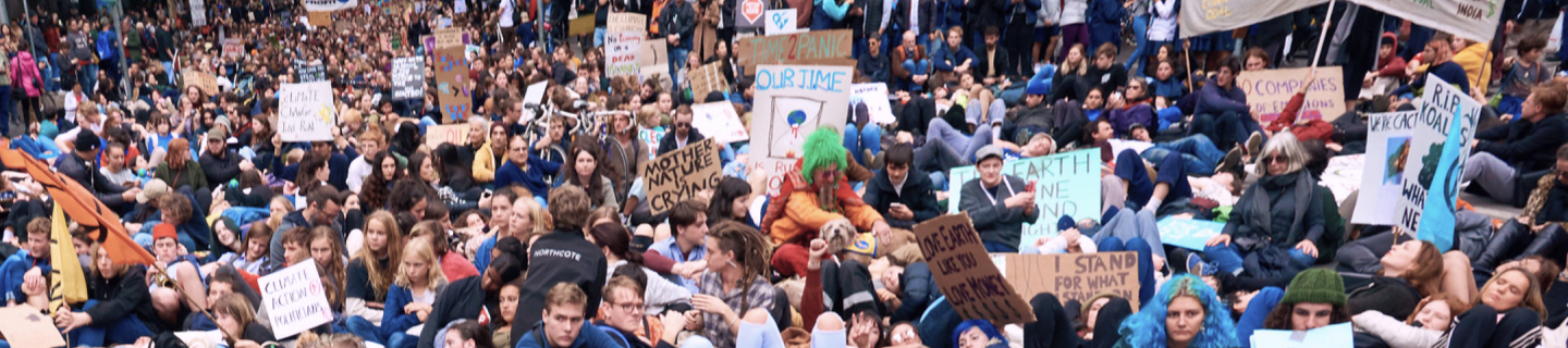 XR placards and activists