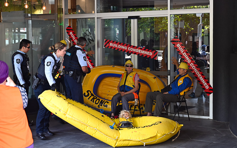 Protesters blockading the APPEA HQ in Canberra